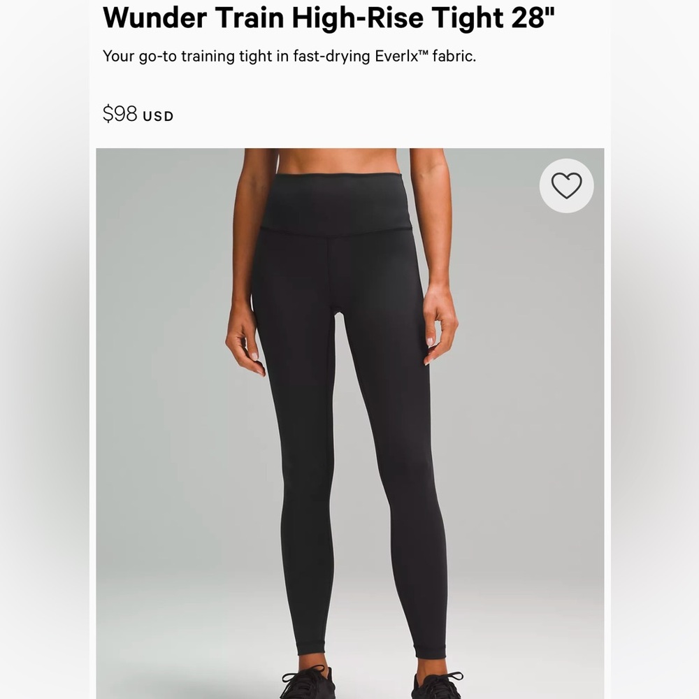 Lululemon Wunder Train Legging size 6 (28inch length)